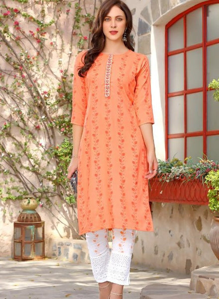 Share more than 74 orange color long kurti - POPPY