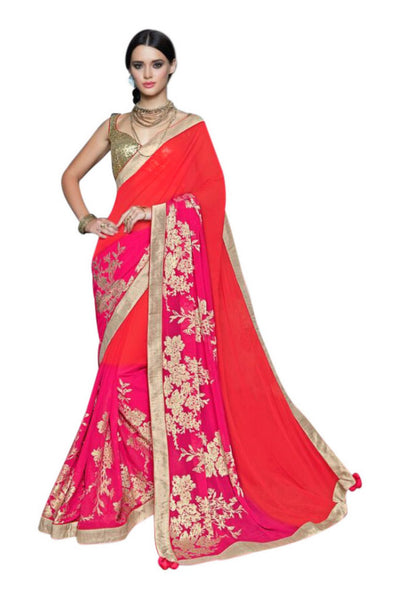pink-orange-embroidered-saree-in-georgette