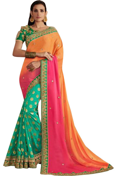 green-pink-half-and-half-saree-in-jacquard-art-silk
