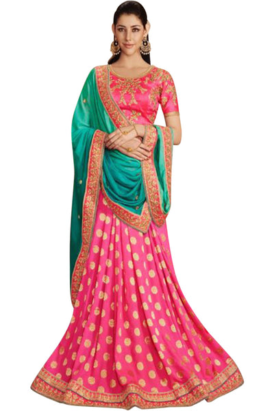 pink-green-half-and-half-saree-in-jacquard-art-silk
