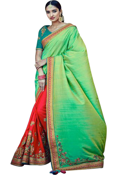 light-green-half-and-half-saree-in-mixed-silk