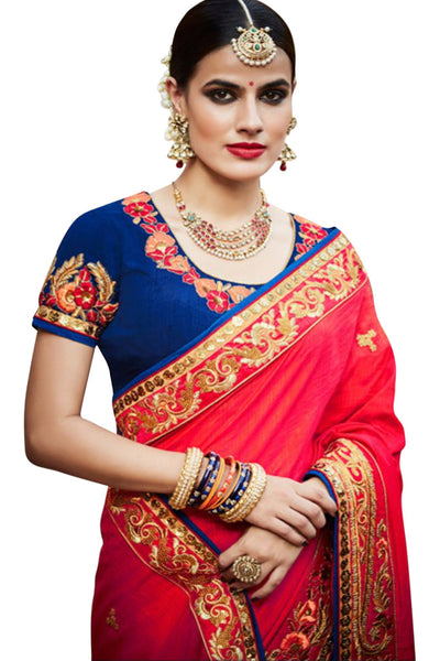red-royal-blue-half-and-half-saree-in-tussar-silk