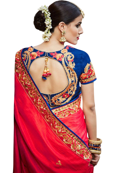 red-royal-blue-half-and-half-saree-in-tussar-silk